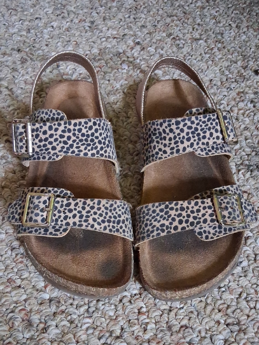 Leopard Print Double Strap Sandals - Neutral Taupe